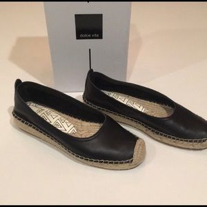 Dolce Vita black leather espadrilles flats